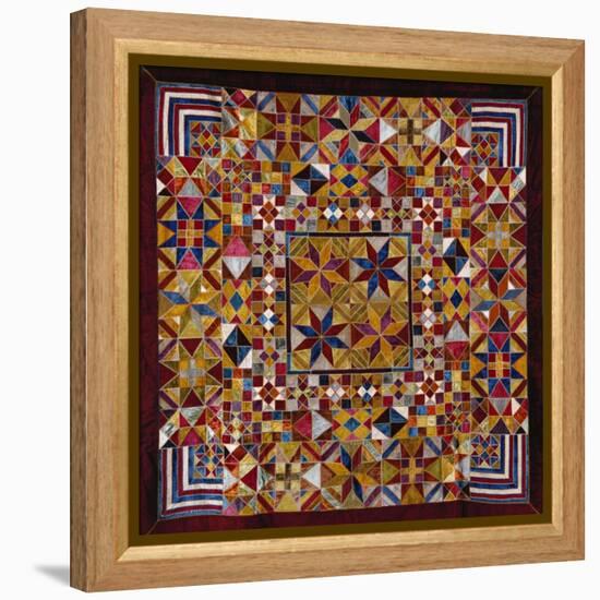 A Crazy Quilt Pattern Coverlet, 1880-1890-null-Framed Premier Image Canvas