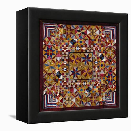 A Crazy Quilt Pattern Coverlet, 1880-1890-null-Framed Premier Image Canvas