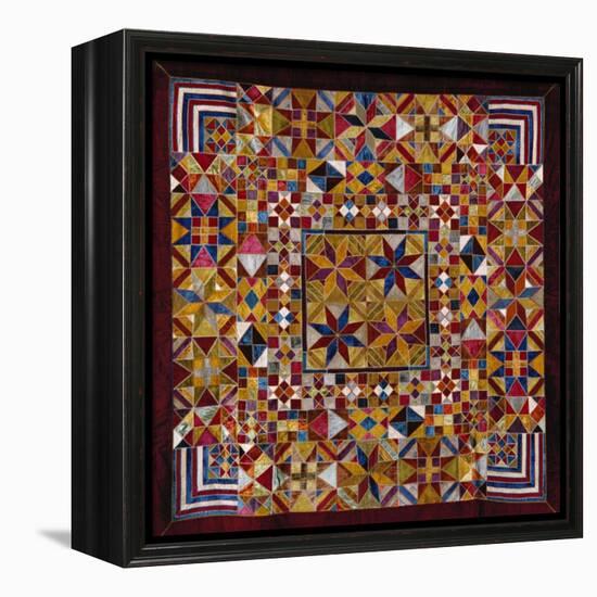 A Crazy Quilt Pattern Coverlet, 1880-1890-null-Framed Premier Image Canvas