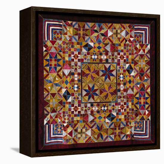 A Crazy Quilt Pattern Coverlet, 1880-1890-null-Framed Premier Image Canvas