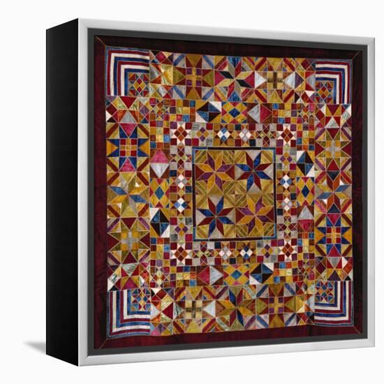 A Crazy Quilt Pattern Coverlet, 1880-1890-null-Framed Premier Image Canvas