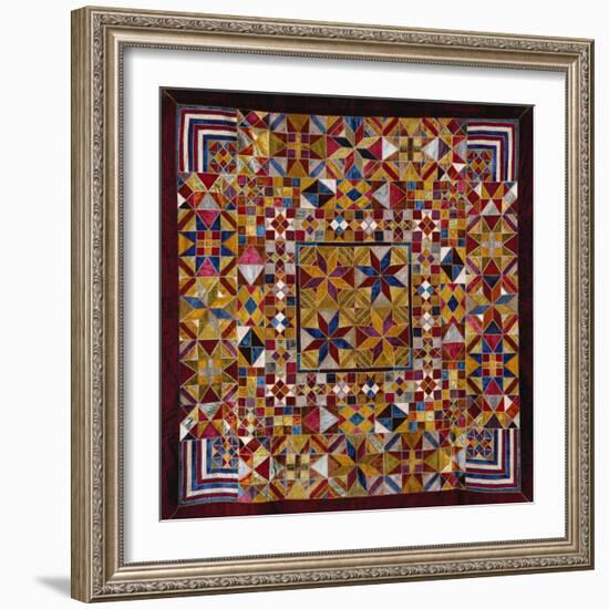 A Crazy Quilt Pattern Coverlet, 1880-1890-null-Framed Giclee Print