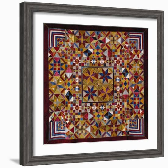 A Crazy Quilt Pattern Coverlet, 1880-1890-null-Framed Giclee Print