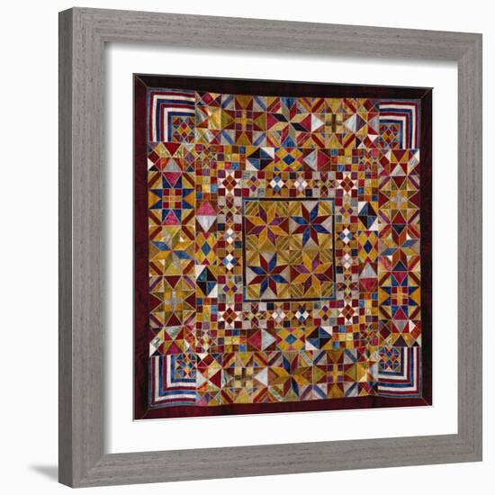 A Crazy Quilt Pattern Coverlet, 1880-1890-null-Framed Giclee Print