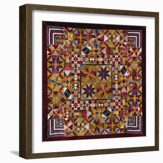 A Crazy Quilt Pattern Coverlet, 1880-1890-null-Framed Giclee Print