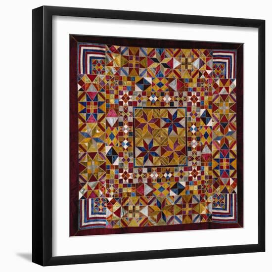 A Crazy Quilt Pattern Coverlet, 1880-1890-null-Framed Giclee Print