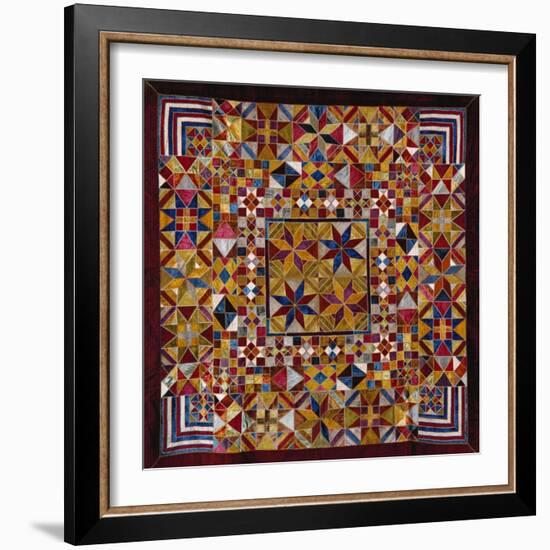 A Crazy Quilt Pattern Coverlet, 1880-1890-null-Framed Giclee Print