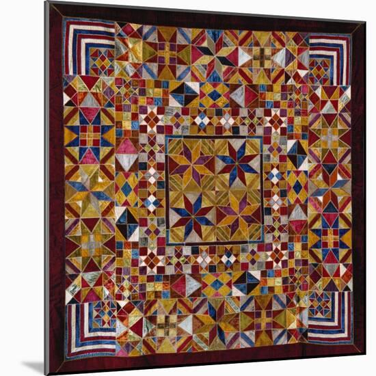 A Crazy Quilt Pattern Coverlet, 1880-1890-null-Mounted Giclee Print