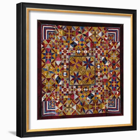 A Crazy Quilt Pattern Coverlet, 1880-1890-null-Framed Giclee Print