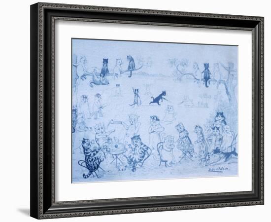 A Cricket Catastrophe, C.1914-Louis Wain-Framed Giclee Print