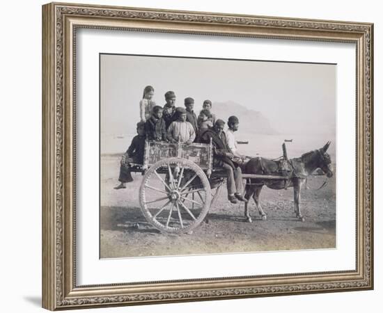 A Crowded Wagon Drawn by a Mule, Palermo, Sicily, c.1880-Giorgio Sommer-Framed Giclee Print