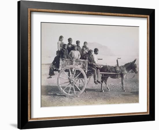 A Crowded Wagon Drawn by a Mule, Palermo, Sicily, c.1880-Giorgio Sommer-Framed Giclee Print