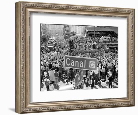 A Crowed Gathers as Floats Make Their Way Through Canal Street During the Mardi Gras Celebration-null-Framed Photographic Print