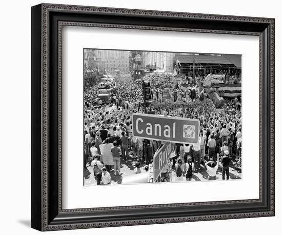 A Crowed Gathers as Floats Make Their Way Through Canal Street During the Mardi Gras Celebration-null-Framed Photographic Print