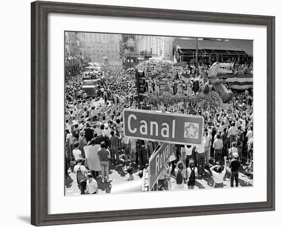 A Crowed Gathers as Floats Make Their Way Through Canal Street During the Mardi Gras Celebration-null-Framed Photographic Print