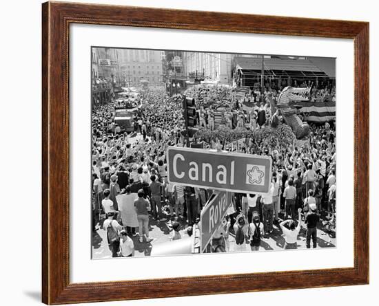 A Crowed Gathers as Floats Make Their Way Through Canal Street During the Mardi Gras Celebration-null-Framed Photographic Print