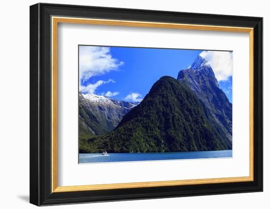 A Cruise Ship on the Waters of Milford Sound in the South Island of New Zealand-Paul Dymond-Framed Photographic Print