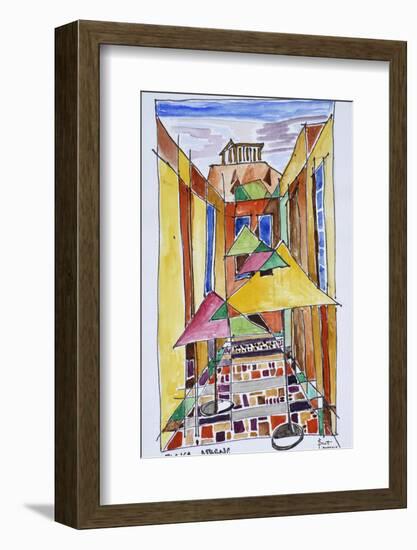 A cubist style watercolor of the Plaka, Athens, Greece-Richard Lawrence-Framed Photographic Print