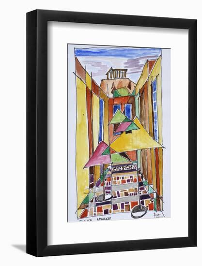 A cubist style watercolor of the Plaka, Athens, Greece-Richard Lawrence-Framed Photographic Print