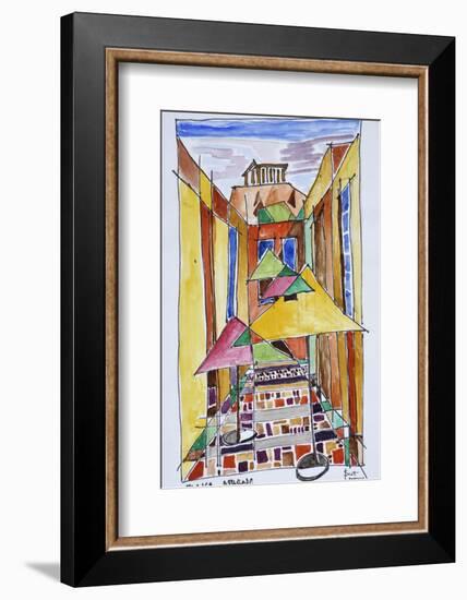 A cubist style watercolor of the Plaka, Athens, Greece-Richard Lawrence-Framed Photographic Print