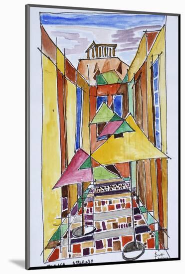 A cubist style watercolor of the Plaka, Athens, Greece-Richard Lawrence-Mounted Photographic Print