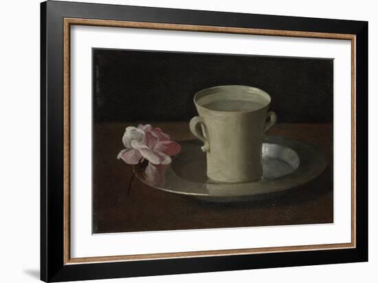 A Cup of Water and a Rose, C.1630-Francisco de Zurbarán-Framed Giclee Print