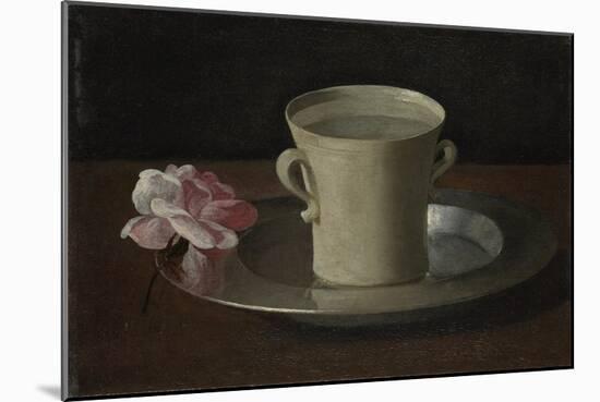 A Cup of Water and a Rose, C.1630-Francisco de Zurbarán-Mounted Giclee Print