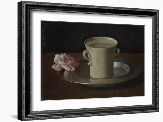 A Cup of Water and a Rose, C.1630-Francisco de Zurbarán-Framed Giclee Print