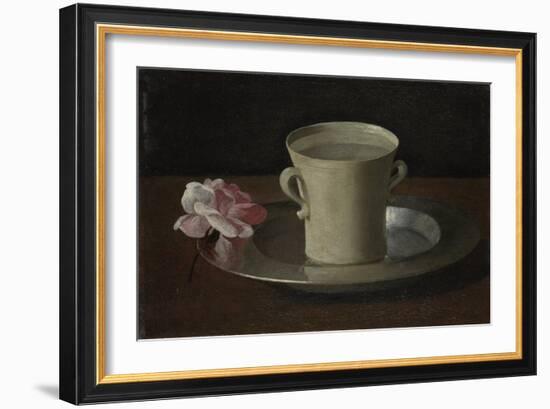 A Cup of Water and a Rose, C.1630-Francisco de Zurbarán-Framed Giclee Print