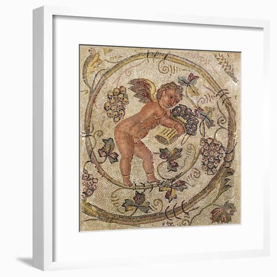 A Cupid Picking Grapes, Fragment of Pavement from Carthage, Tunisia-null-Framed Giclee Print