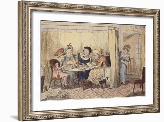 'A Curious Junto of Slandering Elves or Listeners Seldom Hear Good of Themselves', 1835 (Coloured E-George Cruikshank-Framed Giclee Print