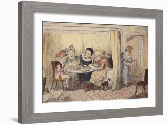 'A Curious Junto of Slandering Elves or Listeners Seldom Hear Good of Themselves', 1835 (Coloured E-George Cruikshank-Framed Giclee Print