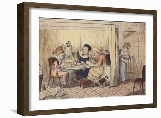 'A Curious Junto of Slandering Elves or Listeners Seldom Hear Good of Themselves', 1835 (Coloured E-George Cruikshank-Framed Giclee Print