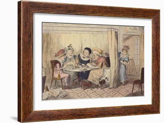 'A Curious Junto of Slandering Elves or Listeners Seldom Hear Good of Themselves', 1835 (Coloured E-George Cruikshank-Framed Giclee Print