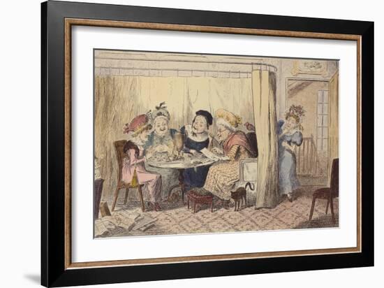 'A Curious Junto of Slandering Elves or Listeners Seldom Hear Good of Themselves', 1835 (Coloured E-George Cruikshank-Framed Giclee Print