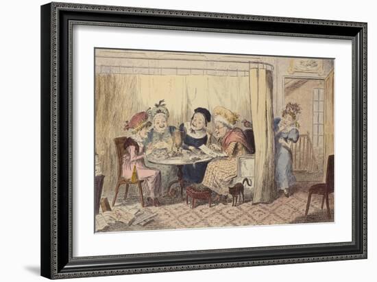 'A Curious Junto of Slandering Elves or Listeners Seldom Hear Good of Themselves', 1835 (Coloured E-George Cruikshank-Framed Giclee Print