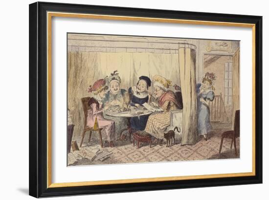 'A Curious Junto of Slandering Elves or Listeners Seldom Hear Good of Themselves', 1835 (Coloured E-George Cruikshank-Framed Giclee Print