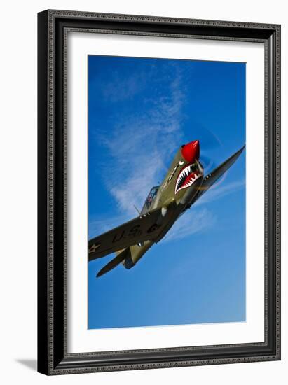 A Curtiss P-40E Warhawk in Flight Near Chino, California-null-Framed Photographic Print