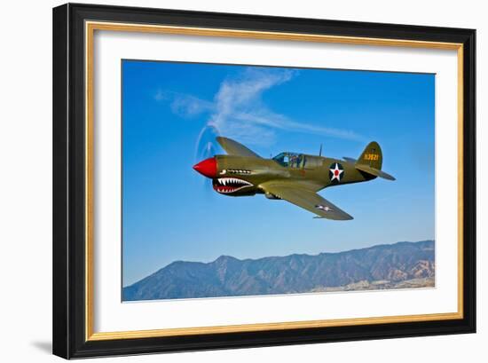 A Curtiss P-40E Warhawk in Flight Near Chino, California-null-Framed Photographic Print