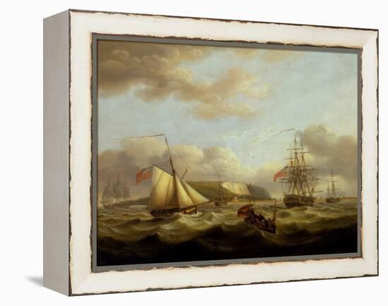 A Cutter Passing Astern of a Frigate, Early 19Th Century (Oil on Canvas)-Thomas Luny-Framed Premier Image Canvas