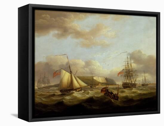 A Cutter Passing Astern of a Frigate, Early 19Th Century (Oil on Canvas)-Thomas Luny-Framed Premier Image Canvas