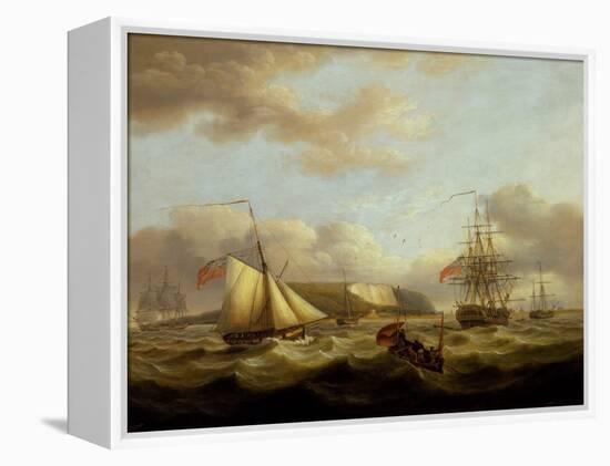 A Cutter Passing Astern of a Frigate, Early 19Th Century (Oil on Canvas)-Thomas Luny-Framed Premier Image Canvas