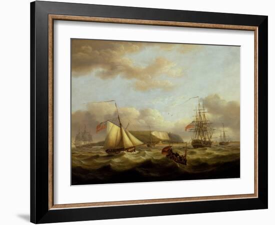 A Cutter Passing Astern of a Frigate, Early 19Th Century (Oil on Canvas)-Thomas Luny-Framed Giclee Print