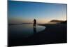 A Cyclist on Juquehy Beach at Sunset-Alex Saberi-Mounted Photographic Print