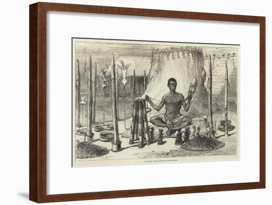 A Dahomey Priest Spinning Sacred Cotton-Charles Robinson-Framed Giclee Print