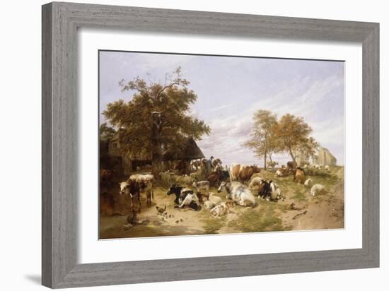 A Dairy Farm on the Marshes, East Kent, 1859-Thomas Sidney Cooper-Framed Giclee Print