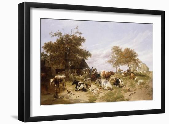 A Dairy Farm on the Marshes, East Kent, 1859-Thomas Sidney Cooper-Framed Giclee Print