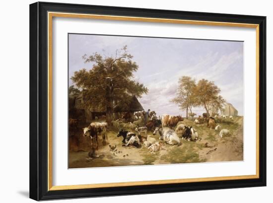 A Dairy Farm on the Marshes, East Kent, 1859-Thomas Sidney Cooper-Framed Giclee Print