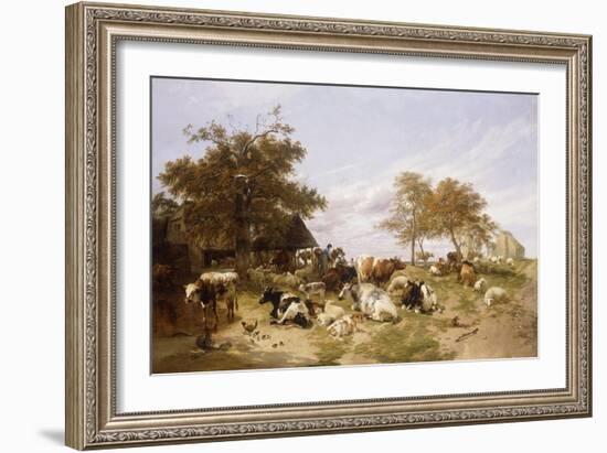 A Dairy Farm on the Marshes, East Kent-Thomas Sidney Cooper-Framed Giclee Print