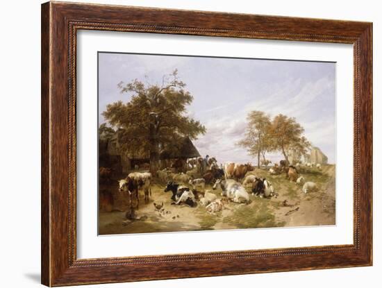 A Dairy Farm on the Marshes, East Kent-Thomas Sidney Cooper-Framed Giclee Print
